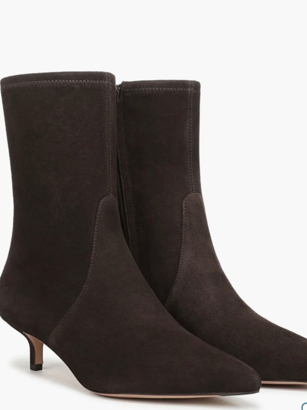 NIB Veronica Beard Lisa 45 Stretch Kitten Heel Bootie Expresso Suede Sz 9.5 - Picture 1 of 13